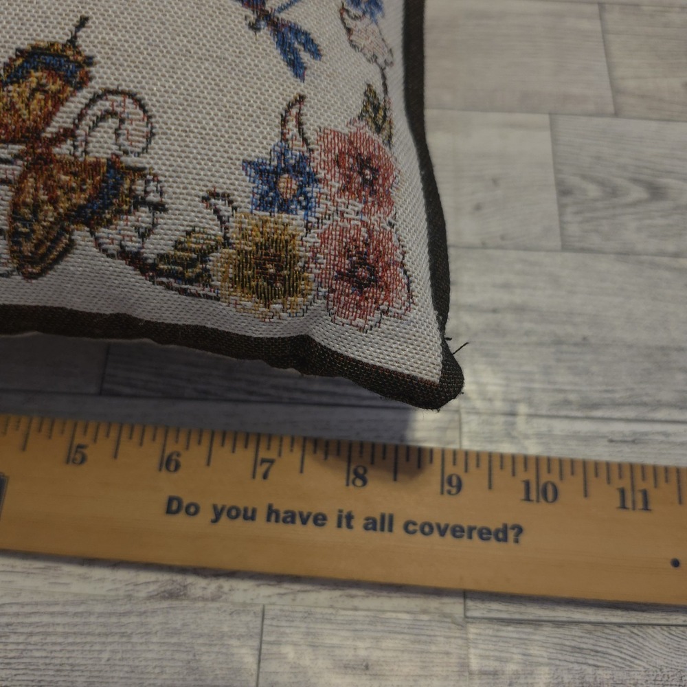 Collection Etc Friend Stitched Pillow Butterflies Flower Tan Brown Throw Pillow - Picture 7 of 7